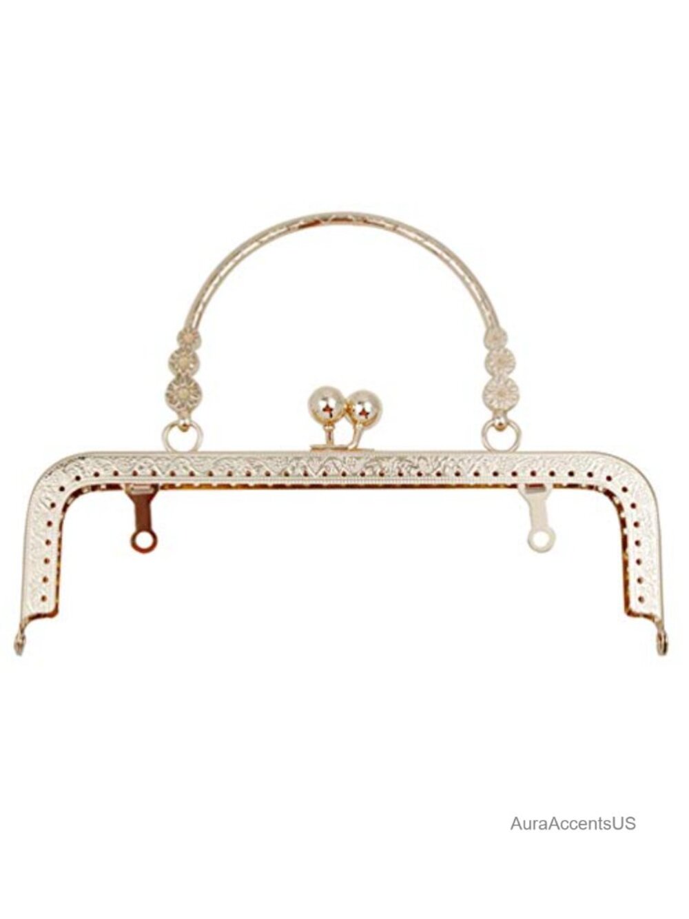 8in Metal Purse Frame with Arch Handle, Kiss Clasp, DIY Craft Bag Making Supply